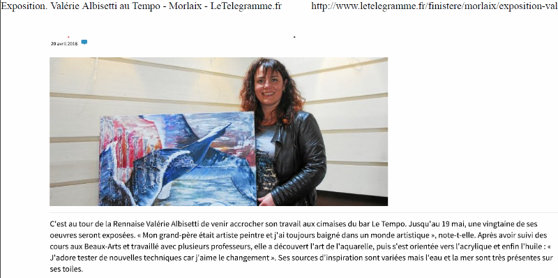 exposition peinture aquarelle acrylique huile restaurant le tempo port de Morlaix Valérie ALBISETTI - LE SAUX