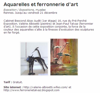 exposition personnelle Abax Audit Rennes Valérie ALBISETTI LE SAUX et Jean-Paul TALVAZ