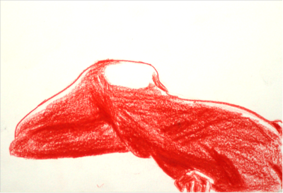 La femme rocher - dessin au crayon de couleur
